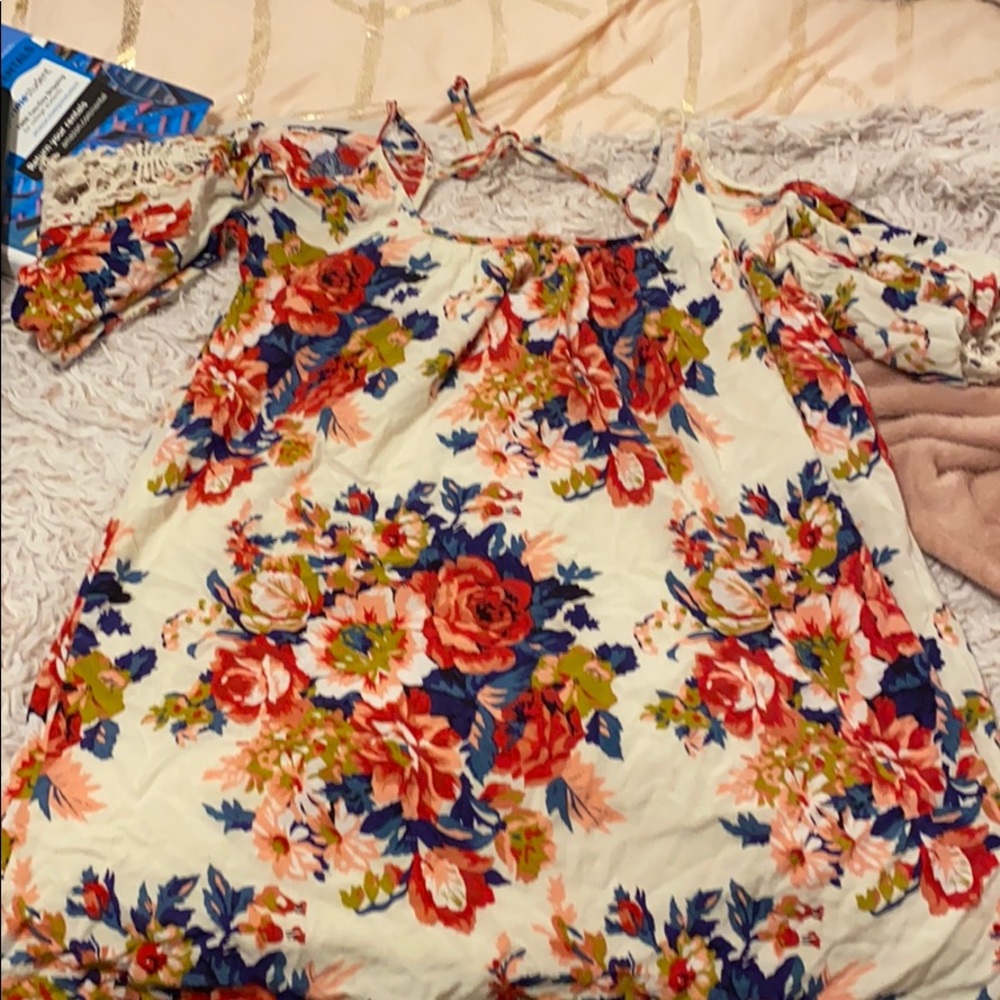 Floral baby doll cold shoulder dress